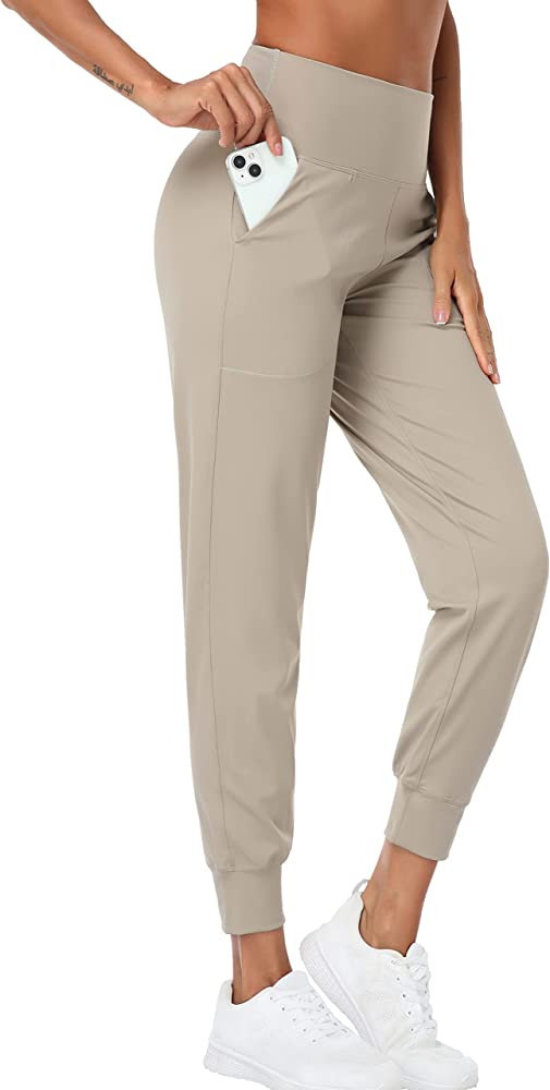 Oalka Women's Joggers High Waist Yoga Pockets Sweatpants Sport Workout Pants | Amazon (US)
