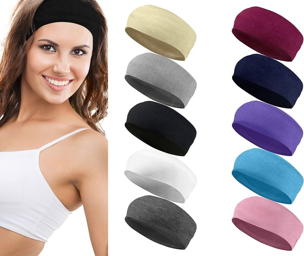 Styla Hair 10 Pack Stretch Headbands Non-Slip Head Wraps Great for Sports, Yoga, Pilates, Running... | Amazon (US)
