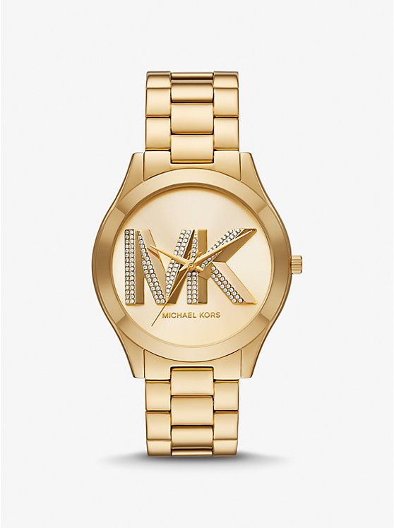 Oversized Slim Runway Gold-Tone Watch | Michael Kors US