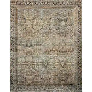 LOLOI II Layla Olive/Charcoal 7 ft. 6 in. x 9 ft. 6 in. Traditional 100% Polyester Runner Rug-LAY... | The Home Depot