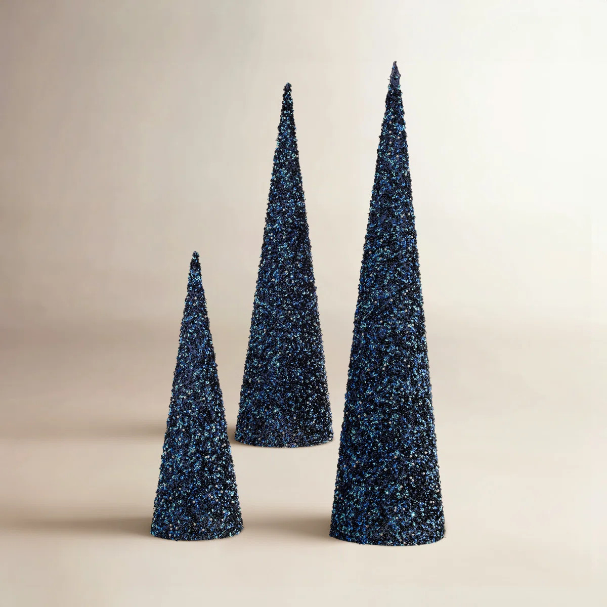 Shaded Sequin Cone Tree Set of 3 | Wayfair North America