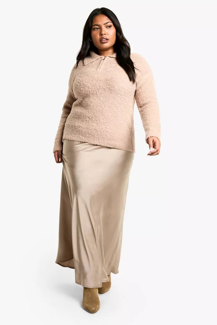 Plus Satin Drawcord Maxi Skirt | boohoo (US & Canada)