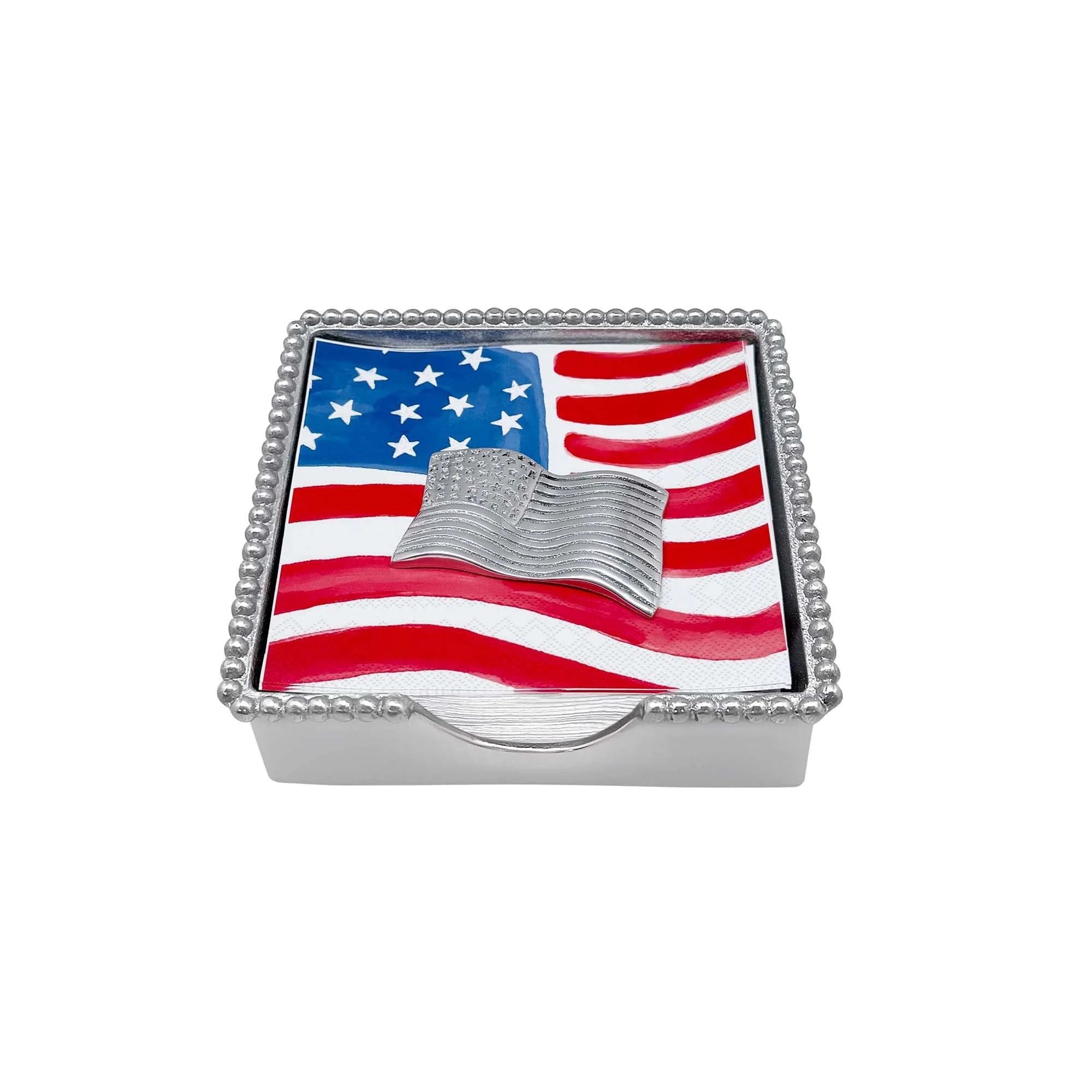 American Flag Beaded Napkin Box Set | Mariposa