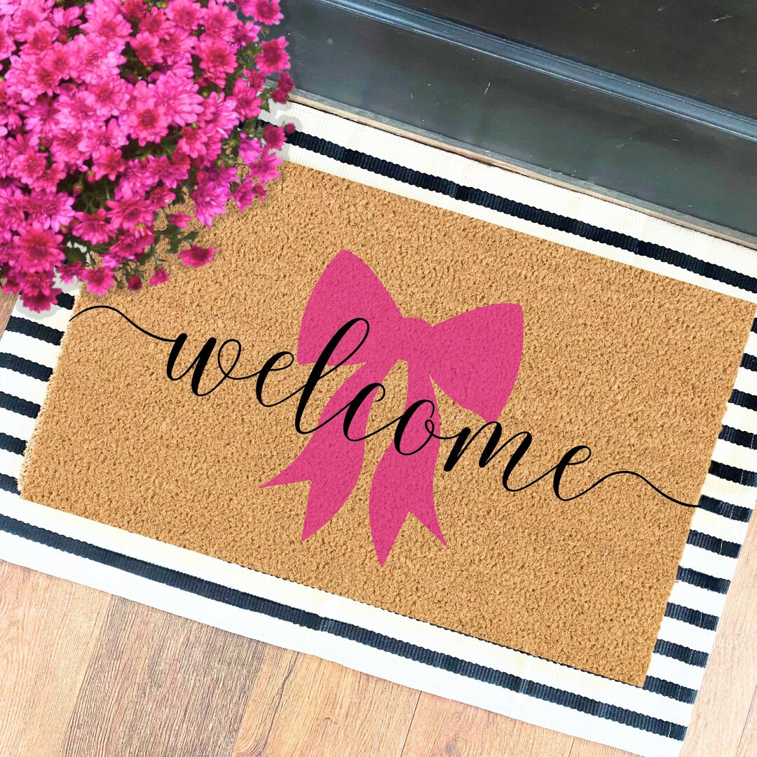 Coquette Welcome Bow Doormat Pink Bows Housewarming Gift Welcome Door Mat Bow Doormat Dorm Apartm... | Etsy (US)