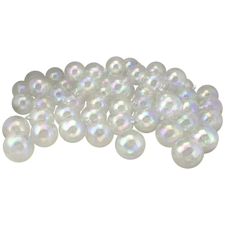 Northlight 60ct Shatterproof Iridescent Shiny Christmas Ball Ornament Set 2.5" - Clear | Walmart (US)