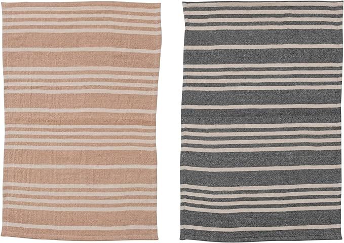 Creative Co-Op Cotton Double Cloth Stripes, Set of 2 Colors Tea Towel, Multi | Amazon (US)