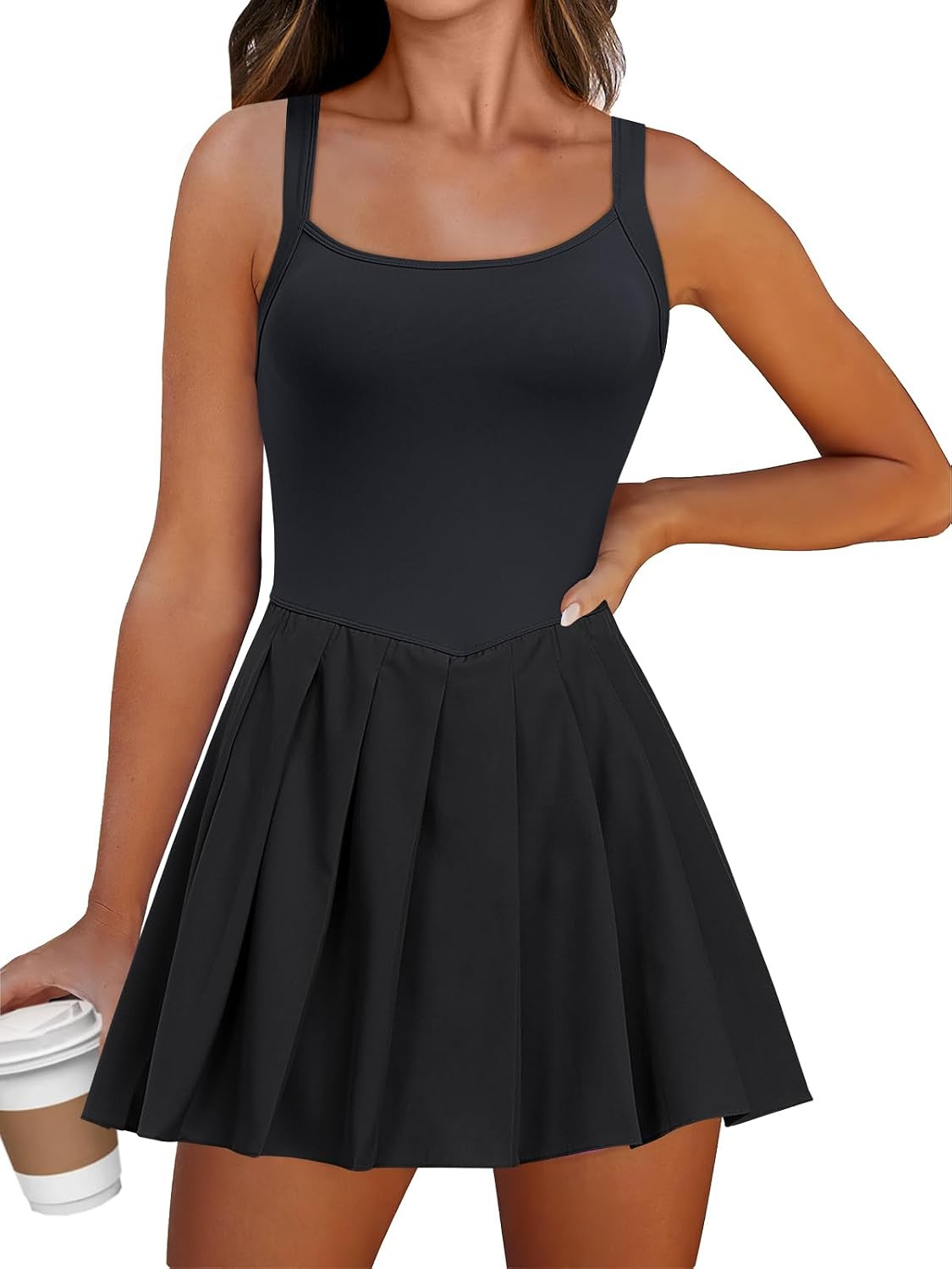 ANRABESS Women's Tennis Athletic Pleated Summer Mini Dress 2026 Golf Workout Build in Shorts Casual Romper Short Sundress | Amazon (US)