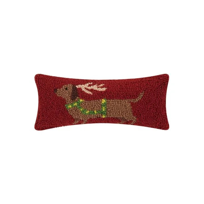 Peking Handicraft 31TG843C05OB 12 x 5 in. Reindeer Dachshund Oblong Shaped Hook Pillow, Wool ... | Walmart (US)