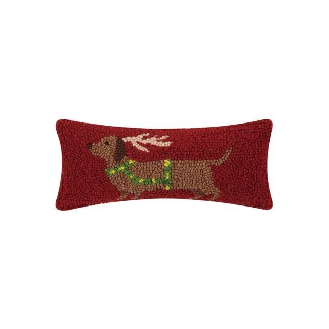 Peking Handicraft 31TG843C05OB 12 x 5 in. Reindeer Dachshund Oblong Shaped Hook Pillow&#44; Wool ... | Walmart (US)