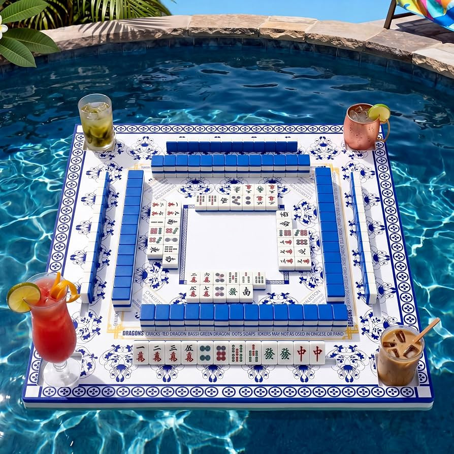 Silipull Floating Mahjong Table for Pool 31.5 x 31.5 Inch Waterproof Float Game Tray for Mahjong ... | Amazon (US)