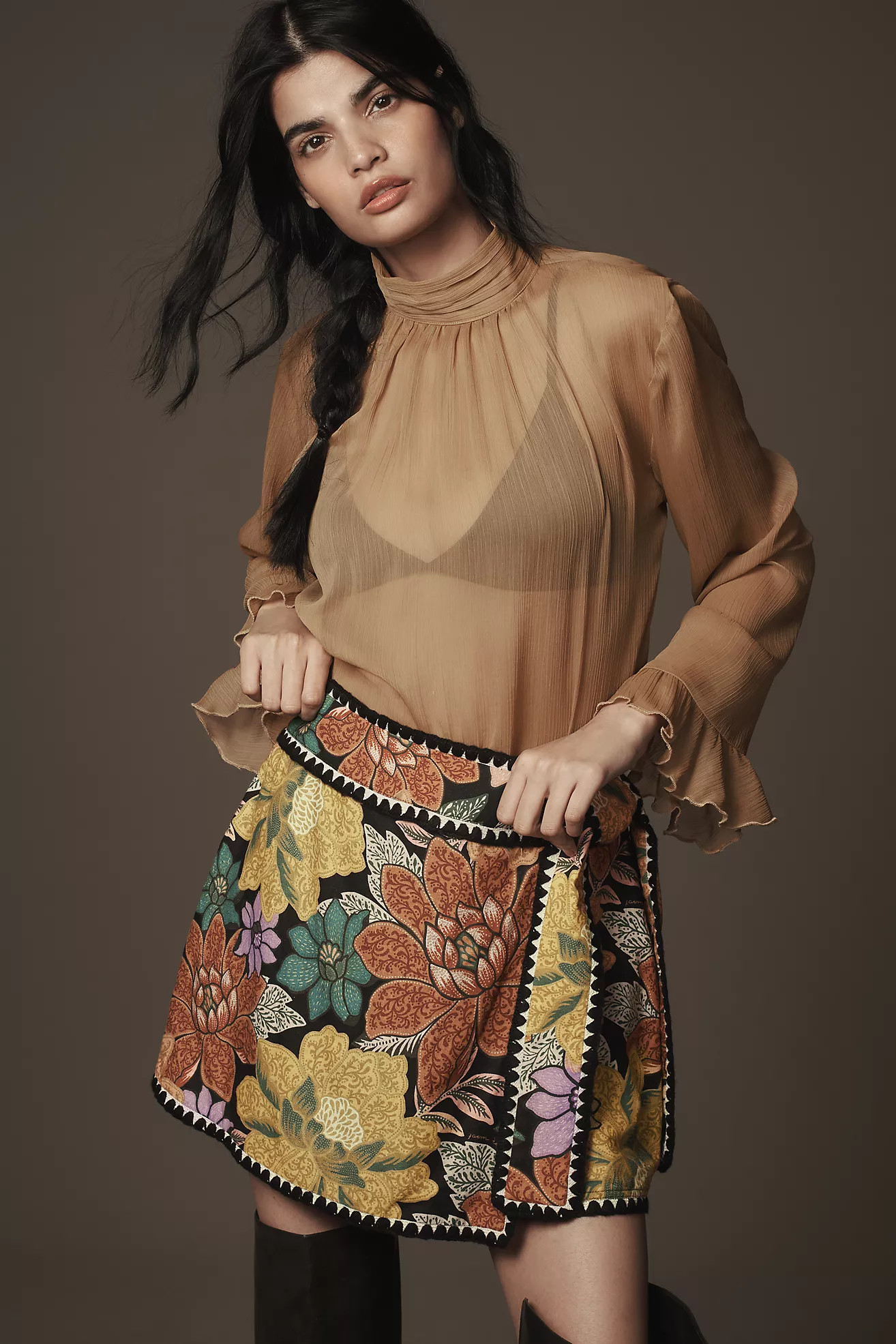 Farm Rio Linen Wrap Skort | Anthropologie (US)