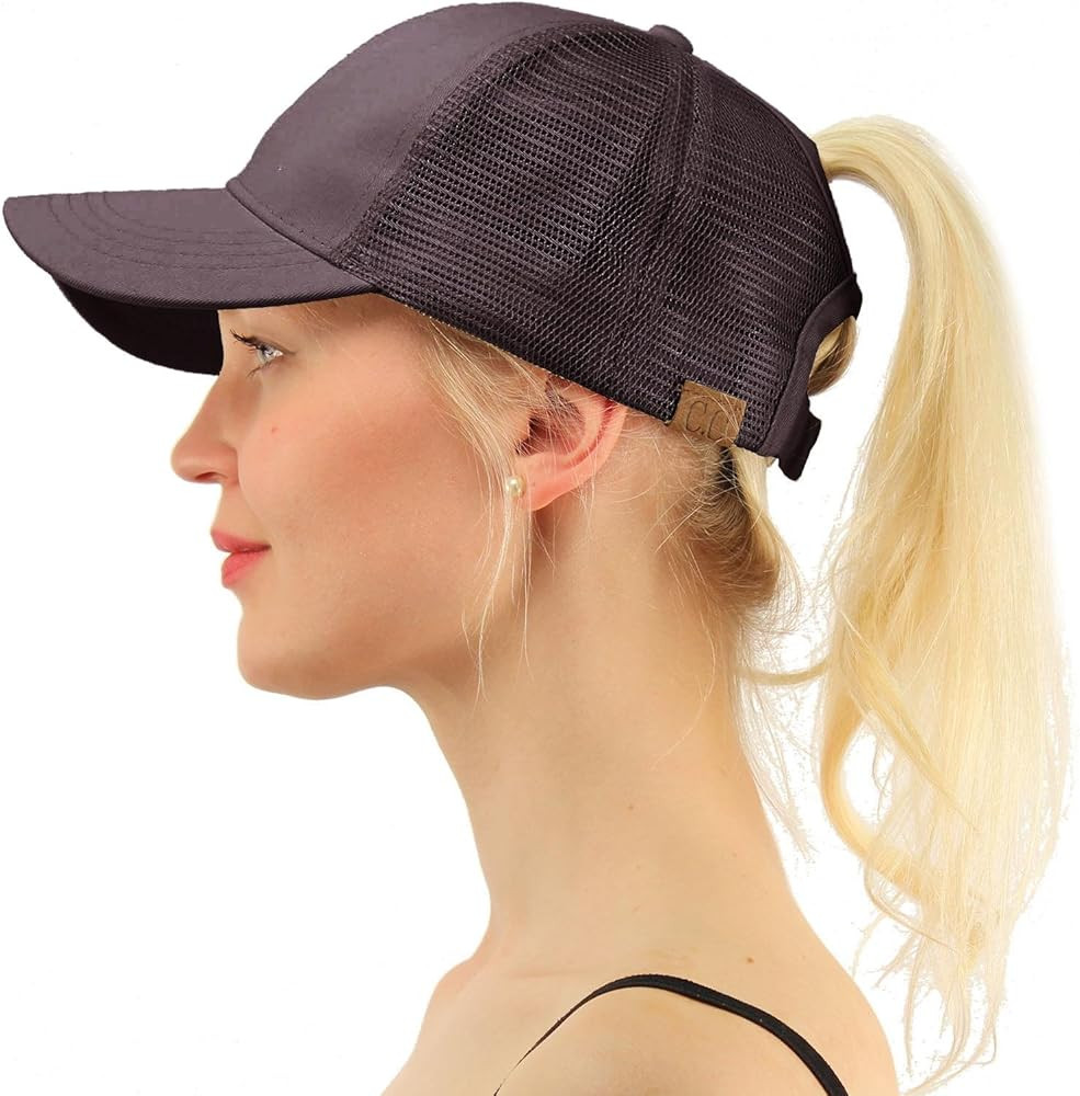 C.C Ponytail Messy Buns Trucker Ponycaps Plain Baseball Visor Cap Dad Hat | Amazon (US)