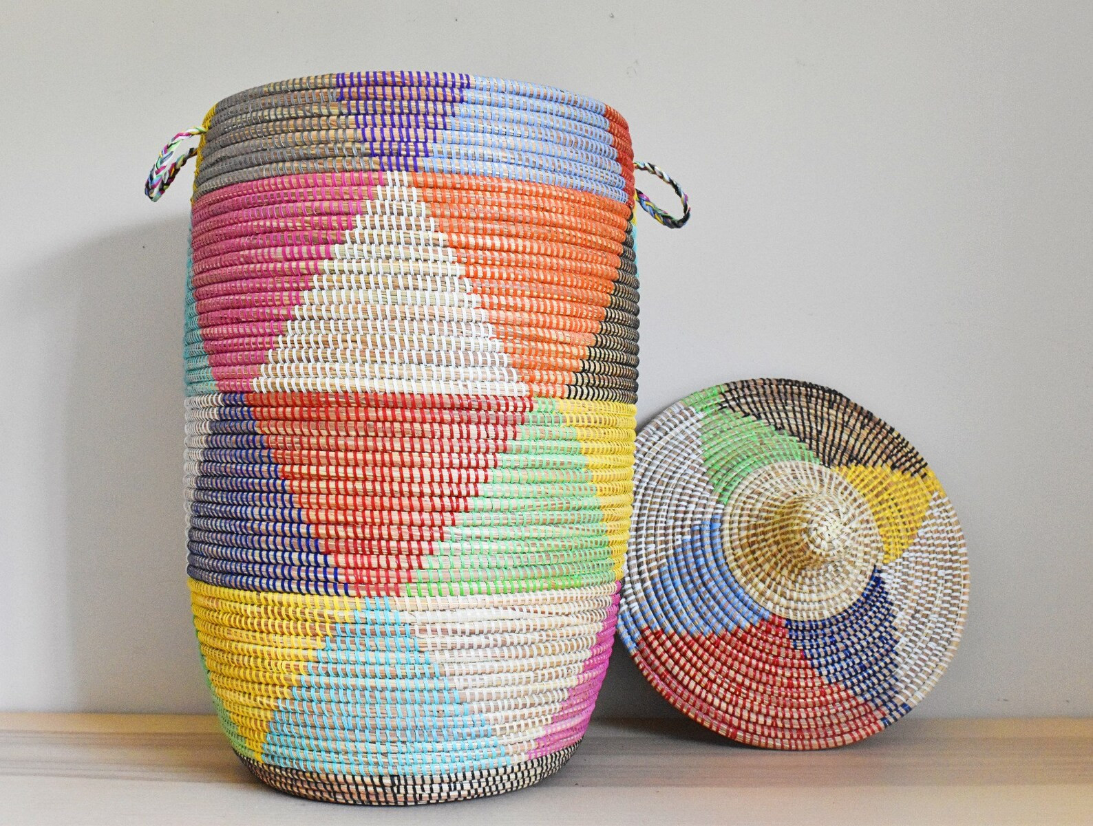 African Extra-Large Woven Basket, Senegal Laundry Basket/Hamper, storage basket, 30" Tall/18" Dia... | Etsy (US)