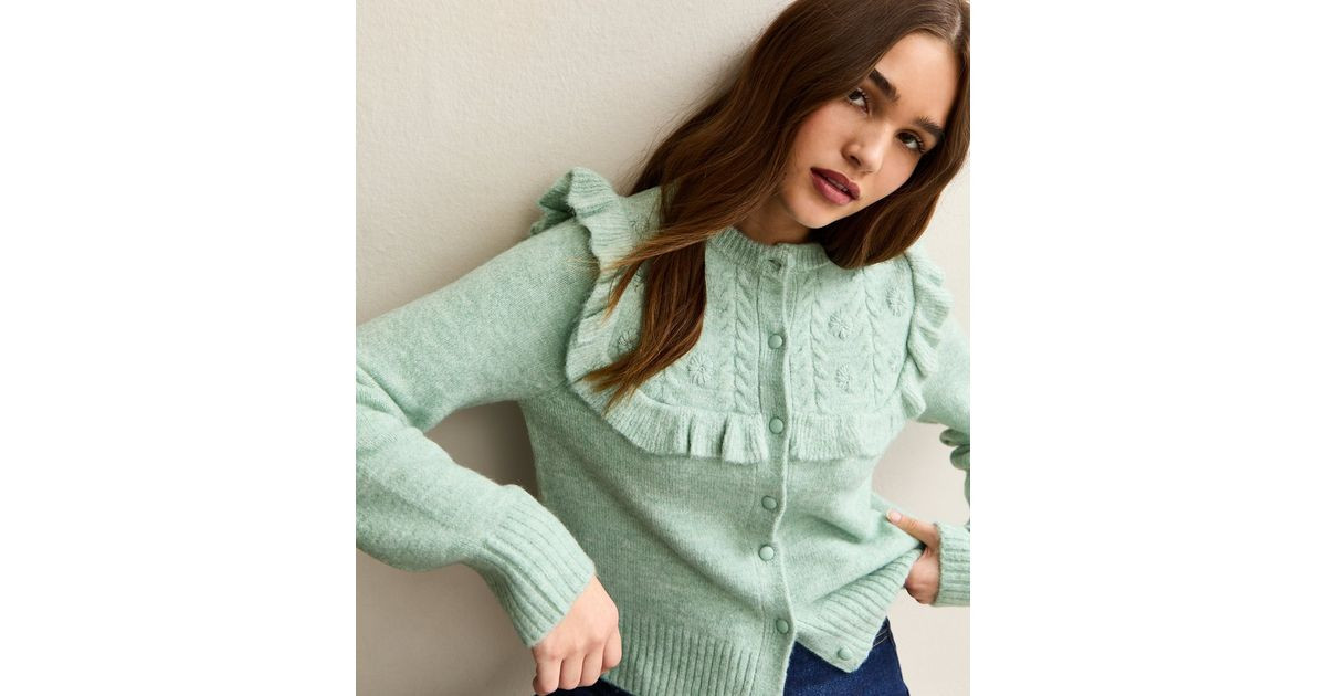 Light Green Floral Yoke Cardigan | New Look | New Look (UK)