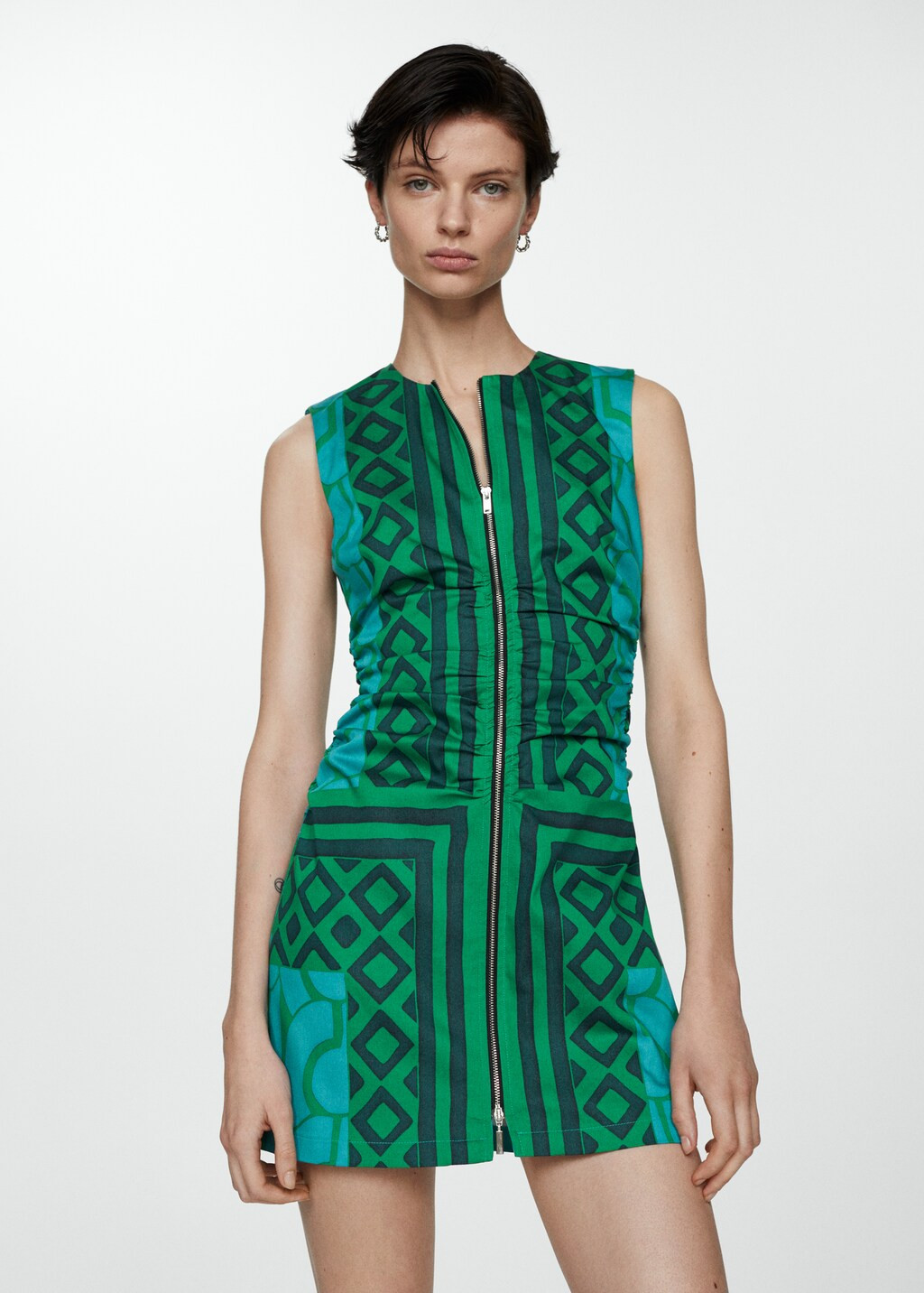 Printed dress with zipper | MANGO (US)