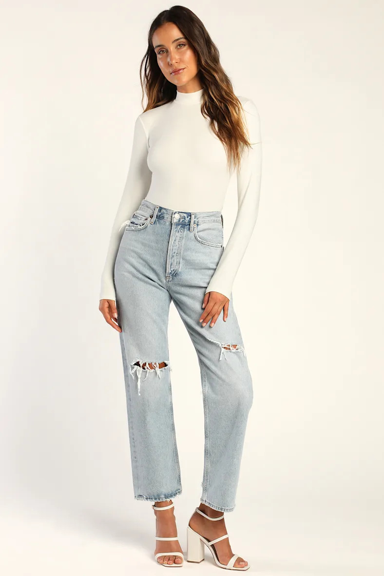 Begin with the Basics Ivory Mock Neck Long Sleeve Top | Lulus (US)