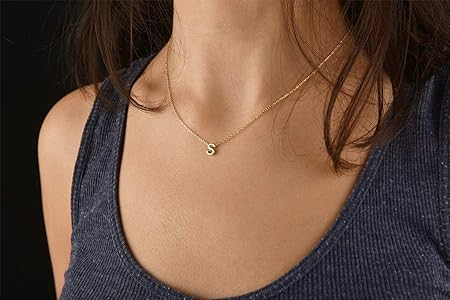 MOMOL Tiny Initial Necklace 18K Gold Plated Small Letter Necklace Personalized Name Necklace for ... | Amazon (US)
