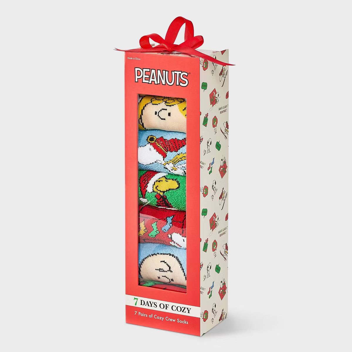 Women's Peanuts 7 Days of Cozy Crew Socks Gift Box - Assorted Color 4-10 | Target