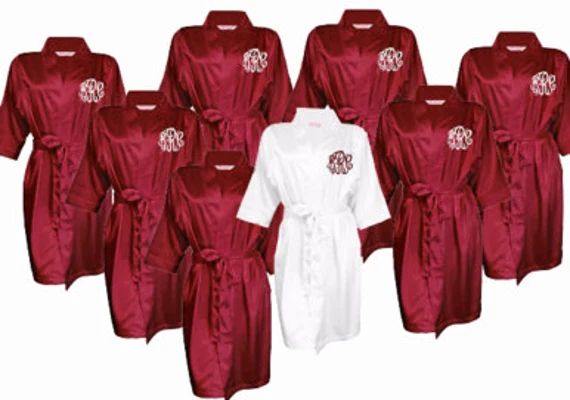 7 Kimono Style monogram Bridesmaid Satin robes/brides gift/bridial party gift/bridial show er gift/  | Etsy (US)