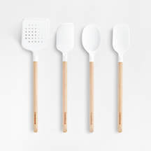 Crate & Barrel White Silicone and Wood Utensil, Set of 4 + Reviews | Crate & Barrel | Crate & Barrel
