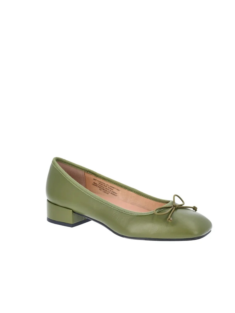 Time and Tru Women's String Bow Block Heel Ballet Shoes, Wide Width Available | Walmart (US)