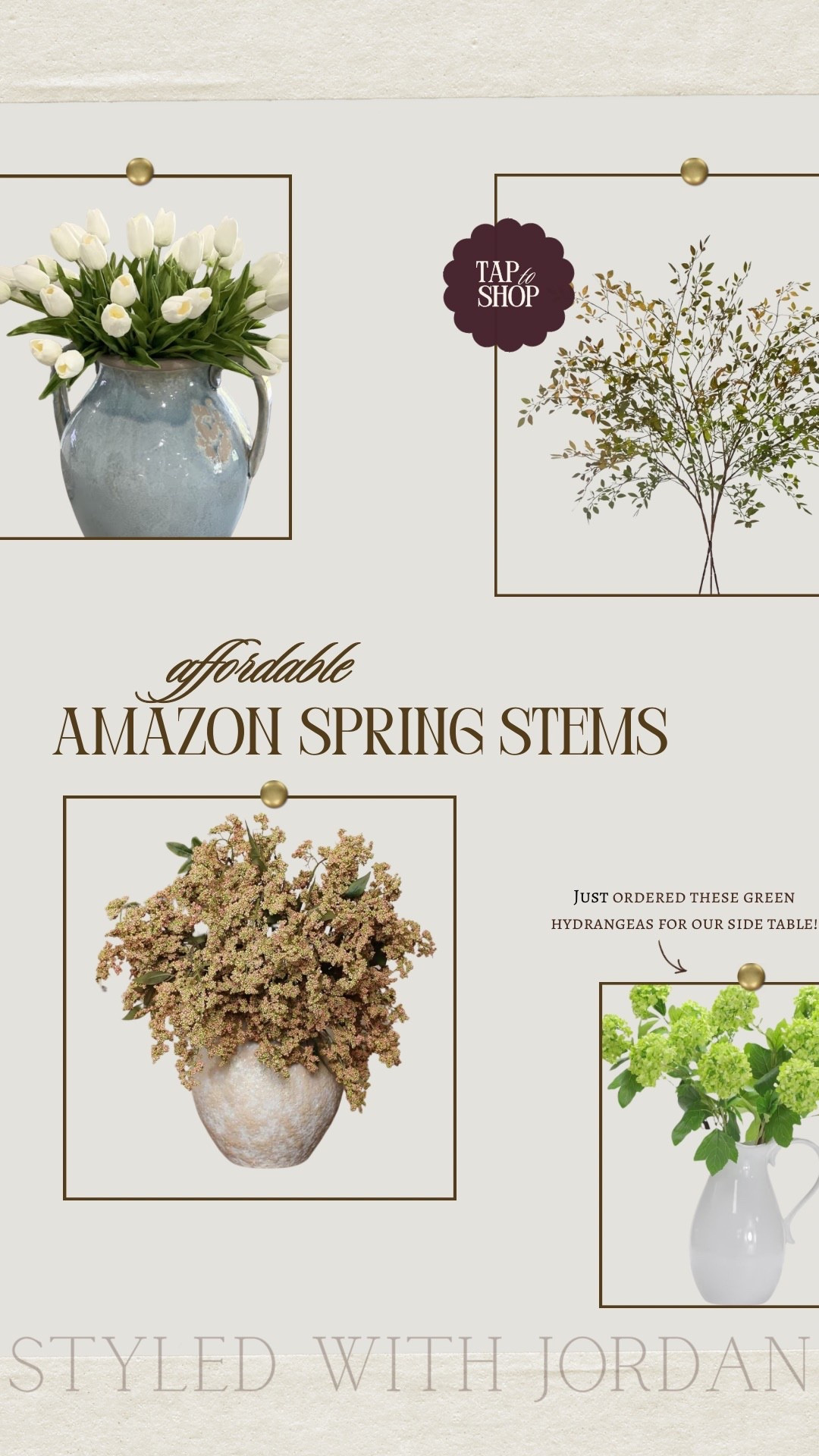 Amazon spring stems!🤎 I just ordered the green hydrangeas for a living room refresh so will share once I get them in!🫶🏼

#springhomedecor #springstems #homedecor #springdecor

#LTKHome #LTKSeasonal
