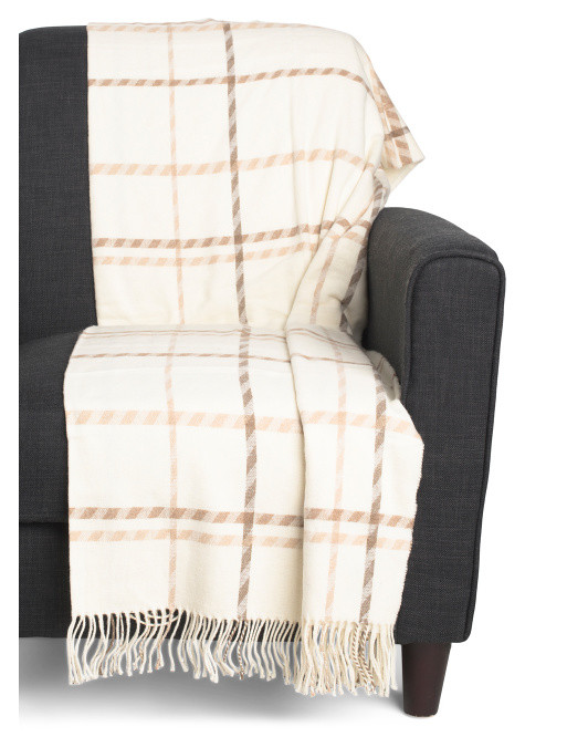 Made In Italy 50x60 Spina Check Throw | TJ Maxx