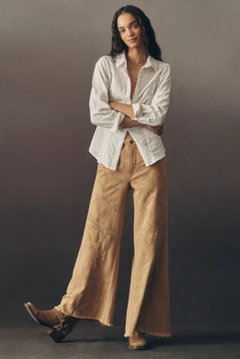 The Adi Embroidered Mid-Rise Flare Jeans by Pilcro | Anthropologie (US)