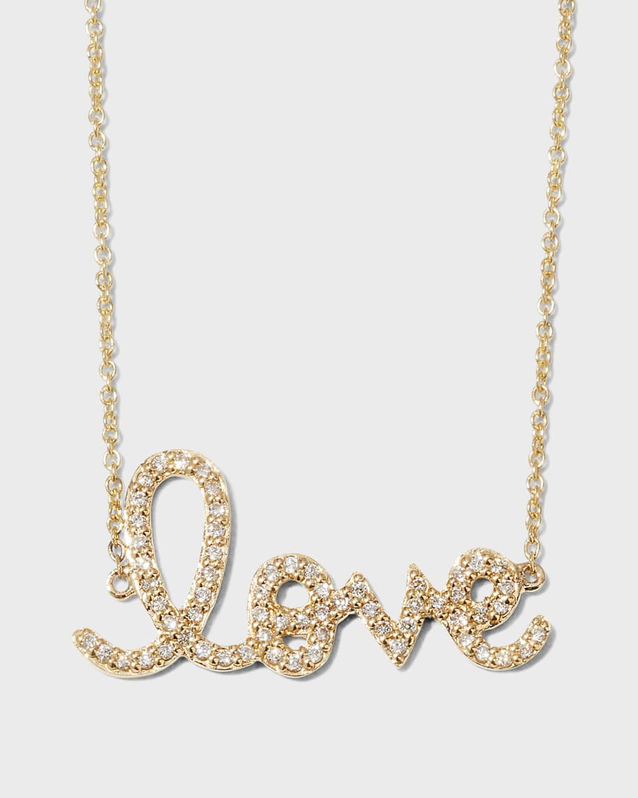 Sydney Evan 14K Yellow Gold Medium Diamond Love Necklace | Neiman Marcus