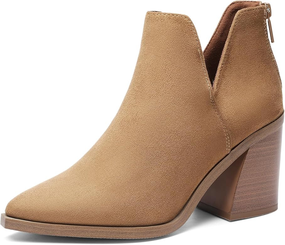 DREAM PAIRS Women's Ankle Boots Chunky Heel Pointed Toe Short Booties Shoes | Amazon (US)