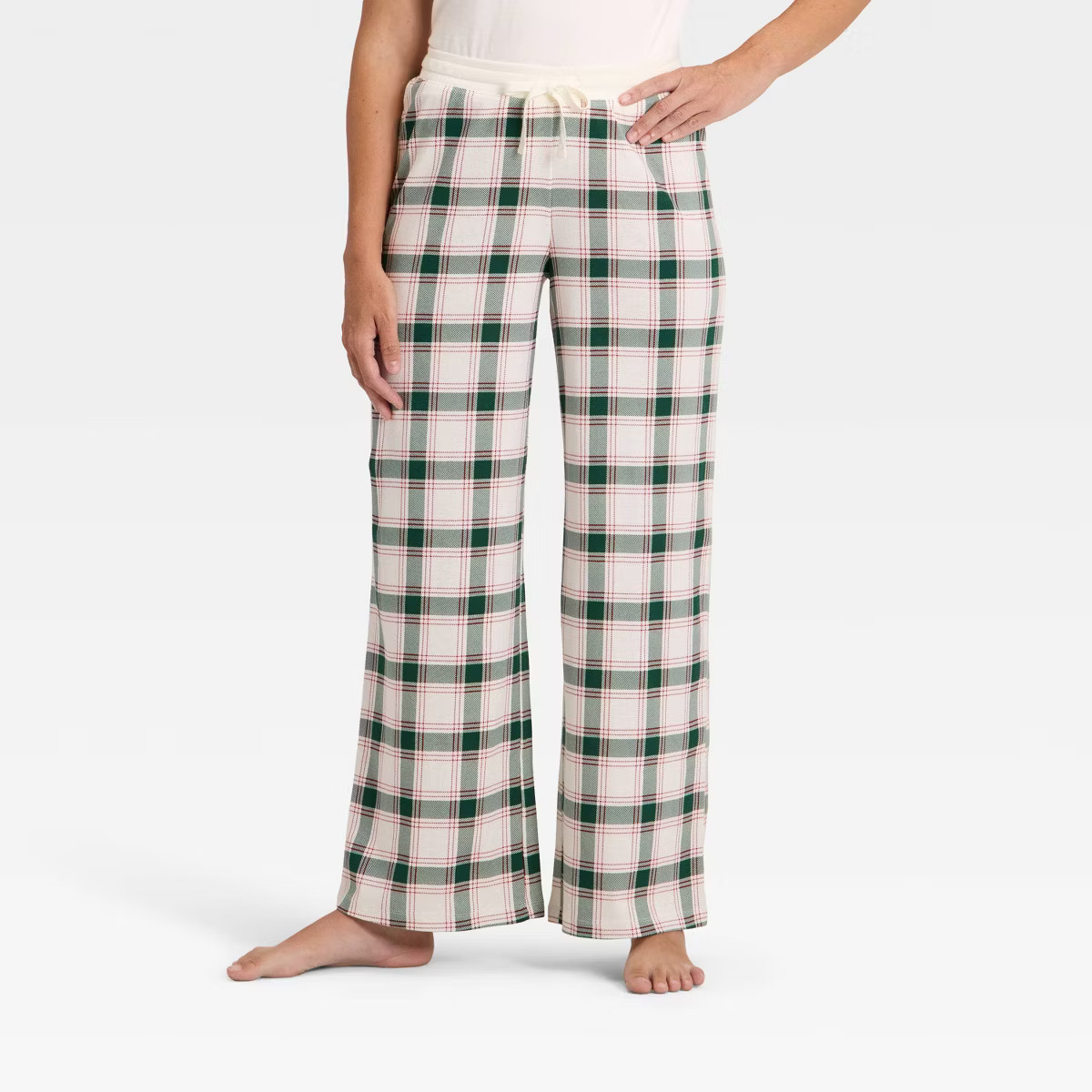 Women's Plaid Ribbed Holiday Matching Family Pajama Pants - Wondershop™ Cream | Target