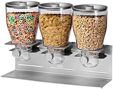 Honey-Can-Do Triple Canister Dry Food Cereal Dispenser, Stainless Steel | Amazon (US)