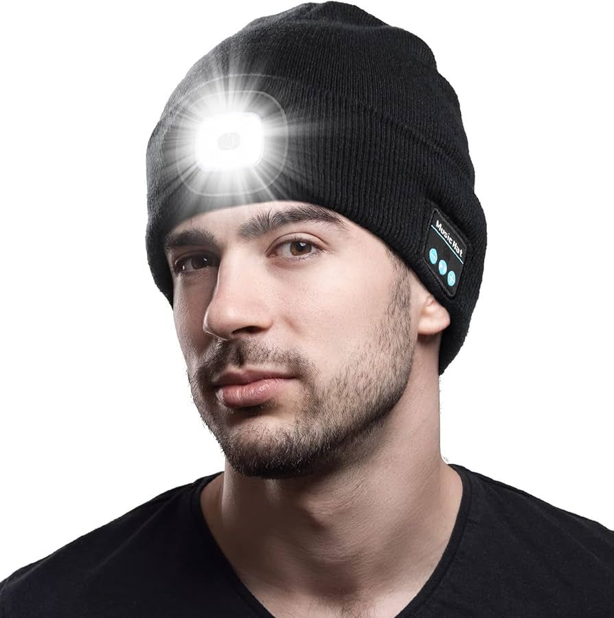 Bluetooth Beanie with Light, Unique Tech Gifts for Men Husband Him Teen, Wireless Headphones for ... | Amazon (US)