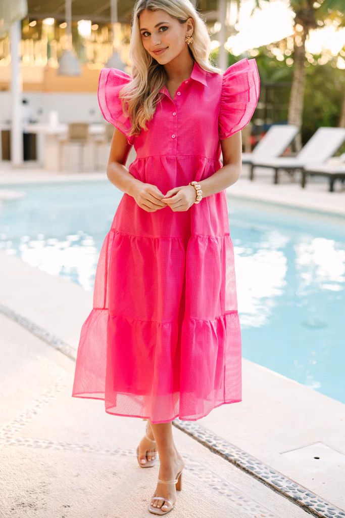 More Good Days Fuchsia Pink Midi Dress | The Mint Julep Boutique