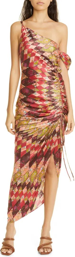 Elliana Print One-Shoulder Silk Maxi Dress | Nordstrom
