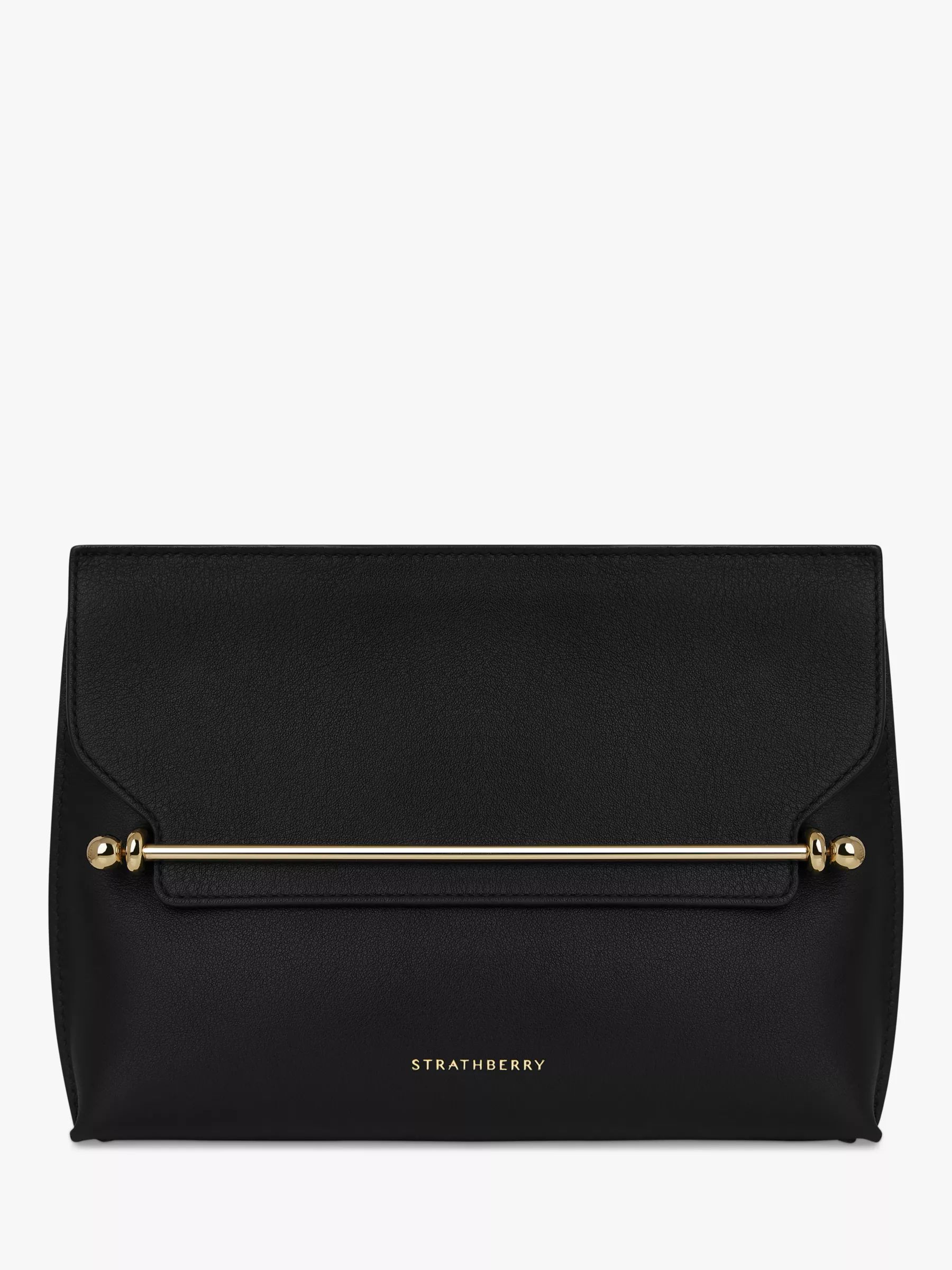 StrathberryStylist Leather Clutch Bag, Black | John Lewis (UK)