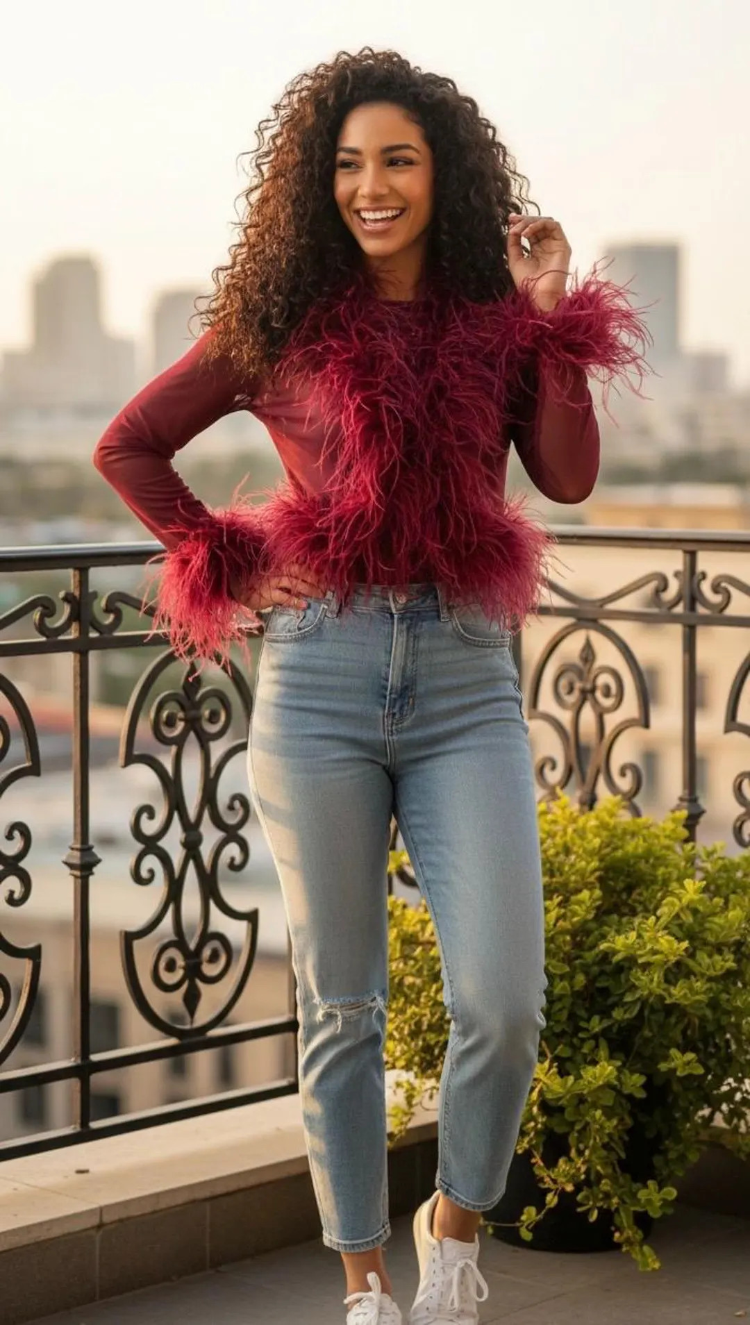 Burgundy Sheer Long Sleeve Bolero With Ostrich Feather Trim on Collar and Sleeves - 7-10 Day Prod... | Etsy (US)