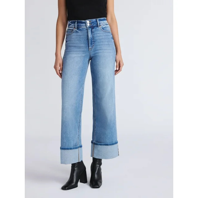 Sofia by Sofia Vergara Women's Margot Wide Crop Super High Rise Jeans, 27" Inseam, Sizes 0-20 | Walmart (US)