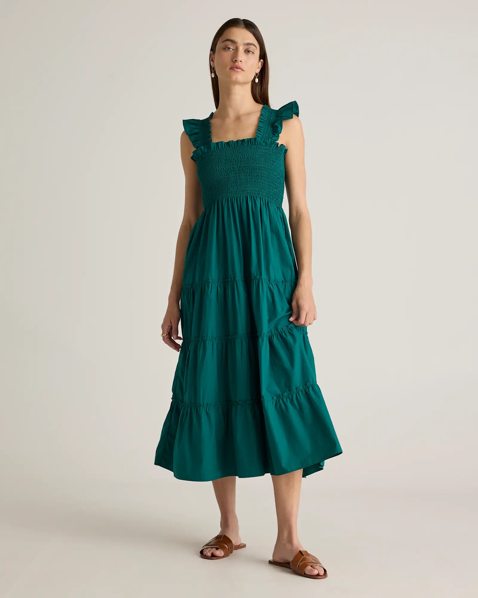 100% Organic Cotton Smocked Midi Dress | Quince