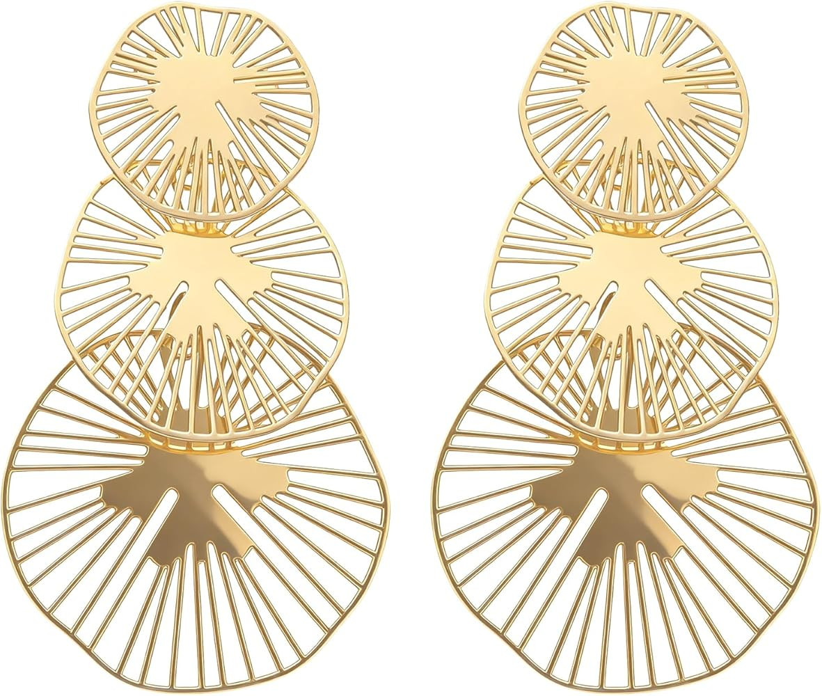 Stylish Disc Dangle Earrings for Women Lightweight Geometric Drop Earrings Statement Earrings Hyp... | Amazon (US)