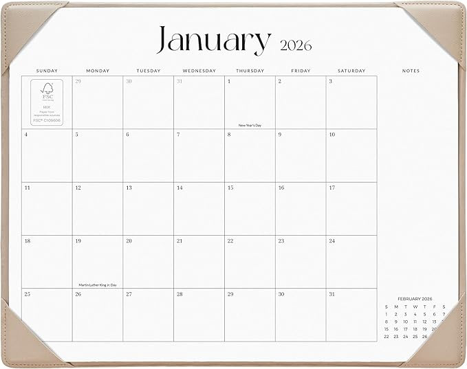 Cabbrix Desk Calendar 2026 with Desktop Mat, Simplified Medium Desk Pad Calendar 15" x 12" Januar... | Amazon (US)