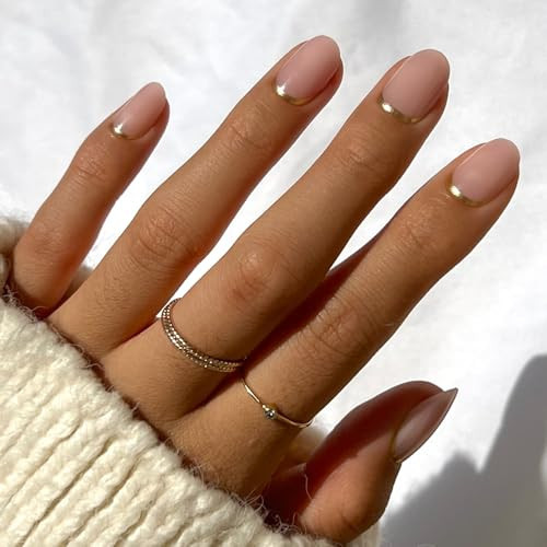Glamnetic Press On Nails - Goal Digger | Glossy, Semi-Transparent Short Round Fake Nails, Salon Quality | 12 Sizes - 30 Nail Kit with Glue | Amazon (US)