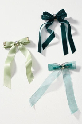 Gemstone Bow Hair Clips, Set of 3 | Anthropologie (US)