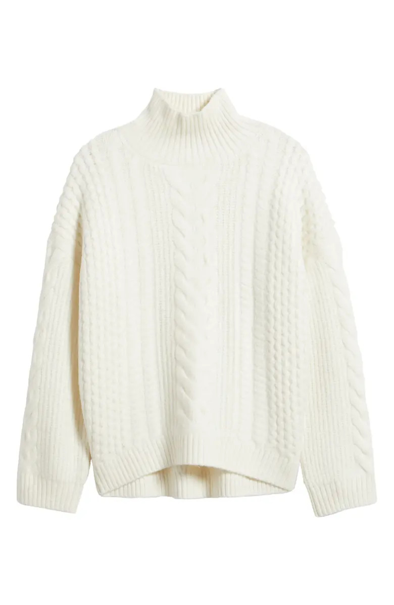 Nordstrom High Low Mock Neck Fisherman Sweater | Nordstrom | Nordstrom