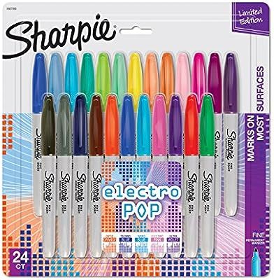 Sharpie Electro Pop Permanent Markers, Fine Point, Assorted Colors, 24 Count | Amazon (US)