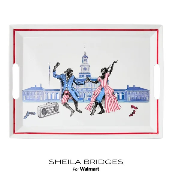 Sheila Bridges Harlem Toile Dancing Melamine 14.37" x 19.37" Handled Serving Tray | Walmart (US)