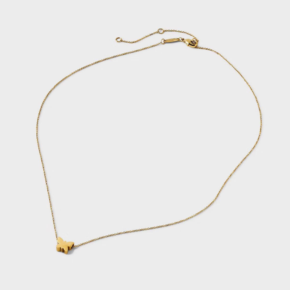 Tiny Tags 14K Gold Ion Plated Butterfly Chain Necklace - Gold | Target