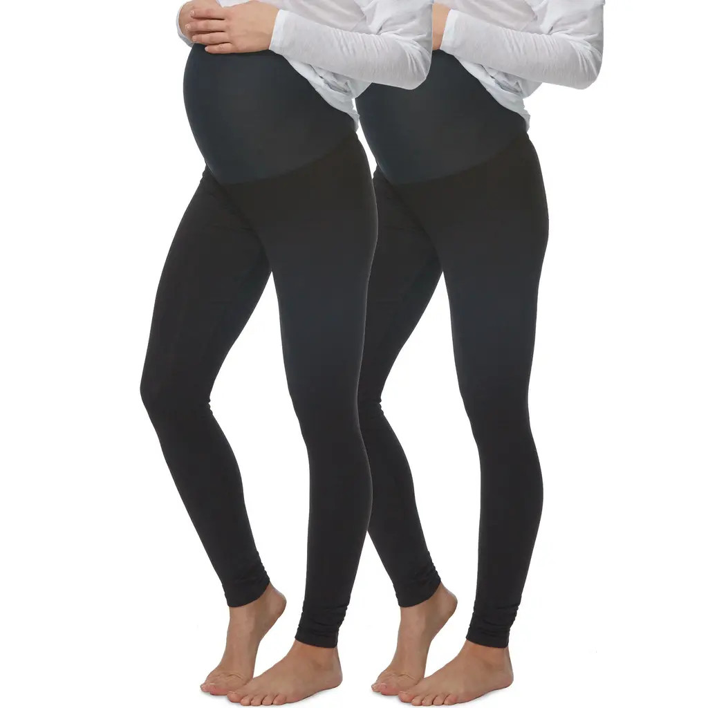 Felina Velvety Soft Maternity Leggings 2 Pack in Black at Nordstrom, Size Xx-Large | Nordstrom