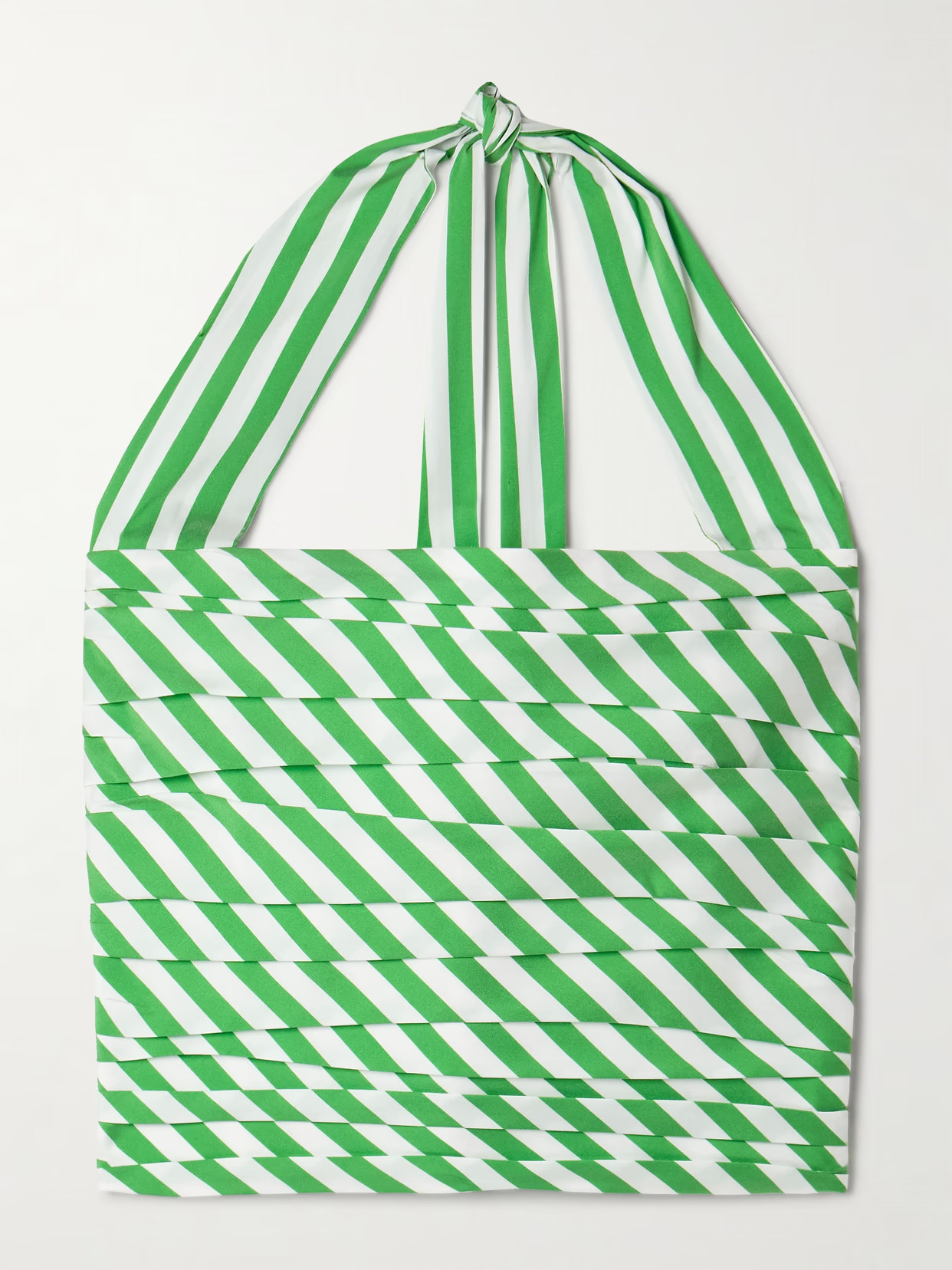 BERNADETTE - Tippy Striped Pintucked Taffeta Halterneck Top - Green | NET-A-PORTER (US)