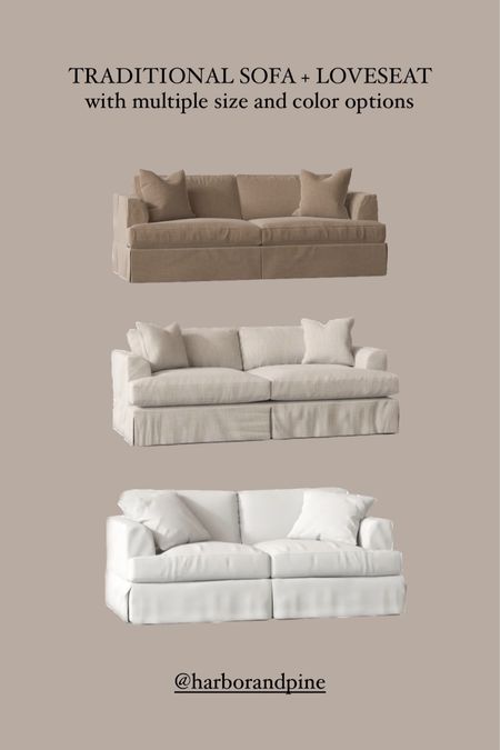 Affordable traditional sofa and loveseat 
with multiple size and color options

#LTKhome